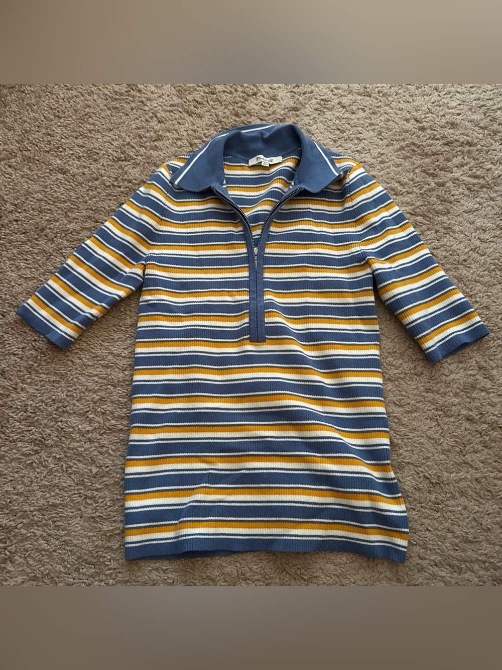 Madewell Striped Half-Zip Polo Top